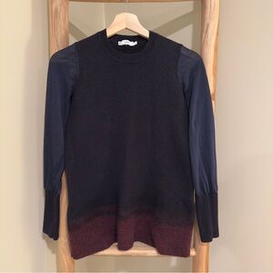 Vince Navy and Maroon Crewneck Sweater with Clean Lines